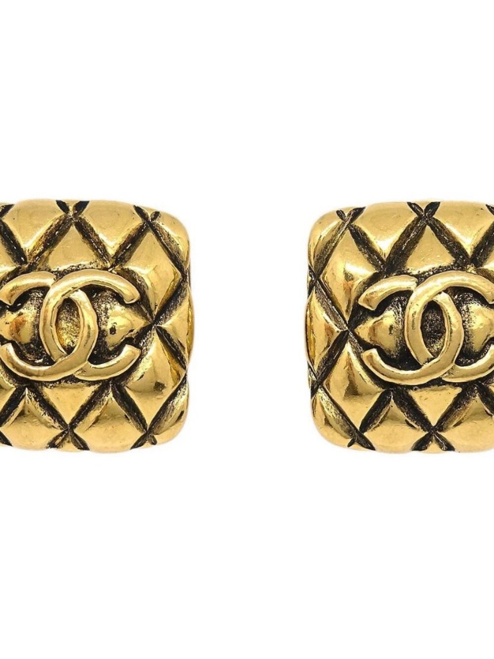 Chanel Square Clip-On Earrings Gold 25 167095